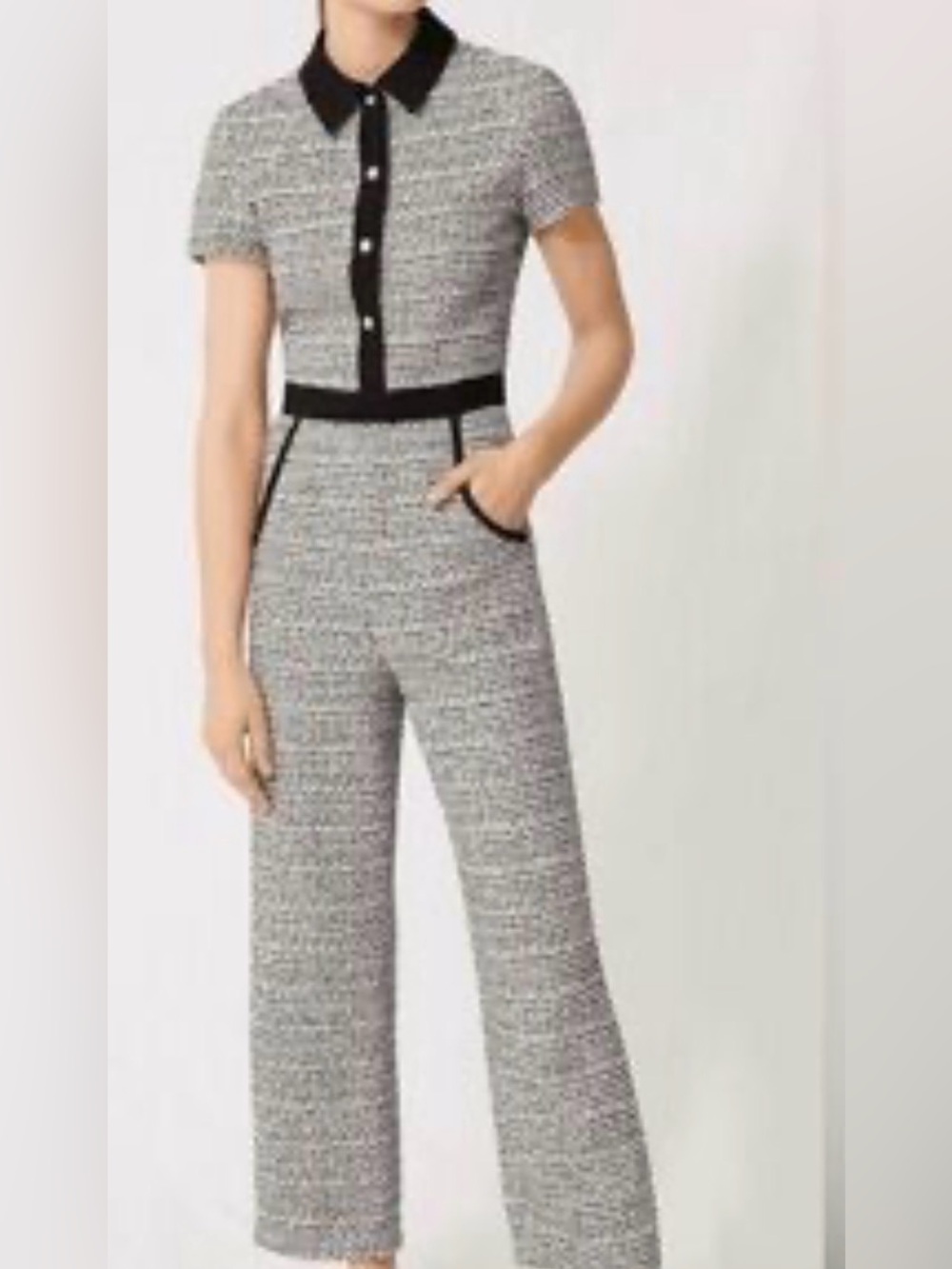 Make Textured Black and White jumpsuit Size 34